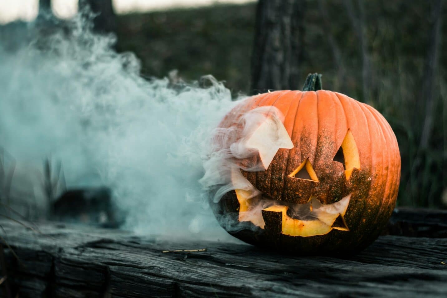 pumpkin with smoking coming out