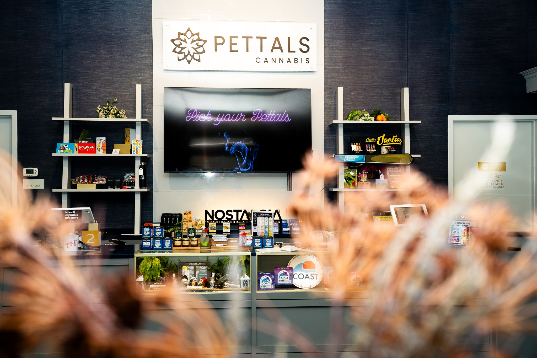 Pettals Cannabis Dispensary Attleboro - Check Out Counter with Cannabis Products